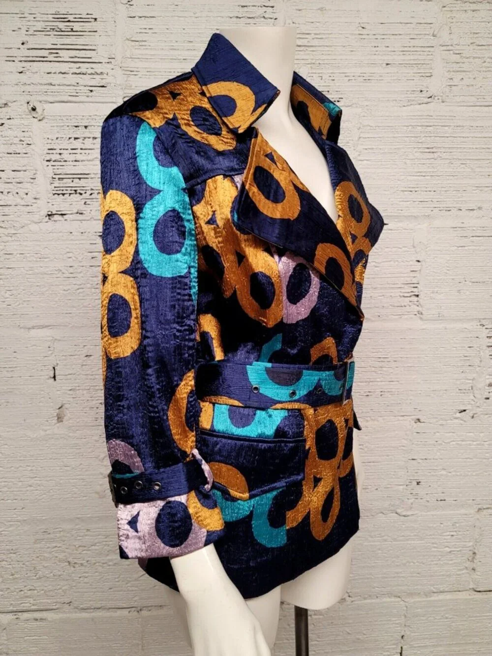 Jerry T Women's Size M Beautiful Crinkle Artsy Artwear Jacket with 3/4 Sleeves